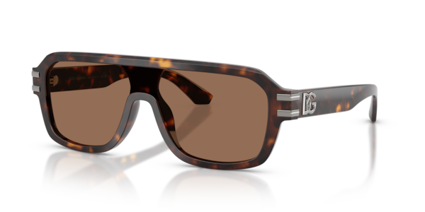 Óculos de sol Dolce & Gabbana DG Griffe DG4507, formato máscara, armação em acetato havana, lente marrom degradê