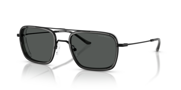 Óculos de sol Emporio Armani EA2162, formato quadrado, armação em metal cinza, lente cinza