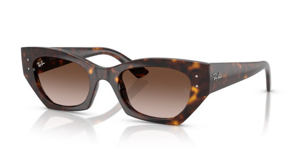 Óculos de sol Ray-Ban Zena Bio-based RB4430, formato oval, armação em acetato havana, lente marrom degradê