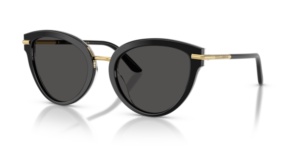 Óculos de sol Dolce & Gabbana DG4492, formato cat-eye, armação em acetato preto, lente cinza