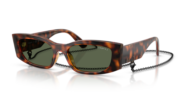 Óculos de sol Vogue Eyewear VO5655SU, formato quadrado, armação em nylon havana escuro, lente verde escuro polarizada