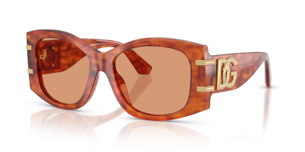 Óculos de sol Dolce & Gabbana DG Griffe DG4501, formato retangular, armação em acetato havana, lente marrom degradê