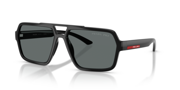 Óculos de sol Prada Linea Rossa PSA06S, formato máscara, armação em nylon preto, lente preta