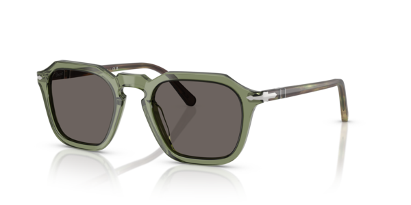 Óculos de sol Persol PO3292S, formato quadrado, armação em acetato verde, lente cinza