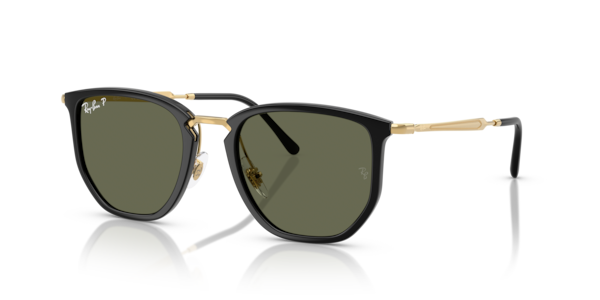 Óculos de sol Ray-Ban RB4451, formato quadrado, armação em nylon preto, lente verde polarizada