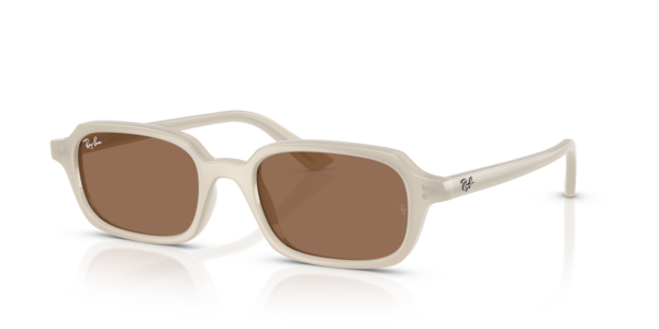 Óculos de sol Ray-Ban Zuri Bio-based, formato cat-eye, armação em acetato bege, lente marrom