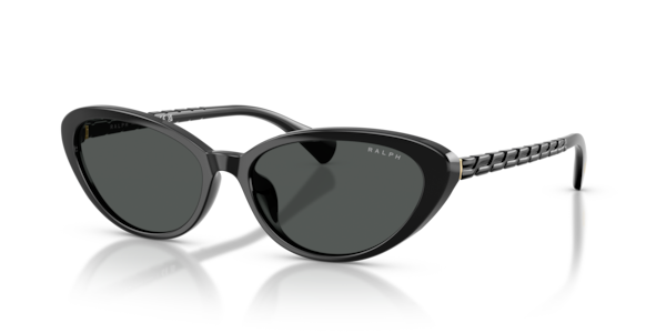Óculos de sol Ralph RA5338U, formato cat-eye, armação em injetado preto, lente cinza degradê