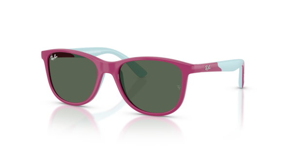 Óculos de sol Ray-Ban Junior Disney Lilo & Stitch Sun Kids, formato retangular, armação em nylon azul, lente verde