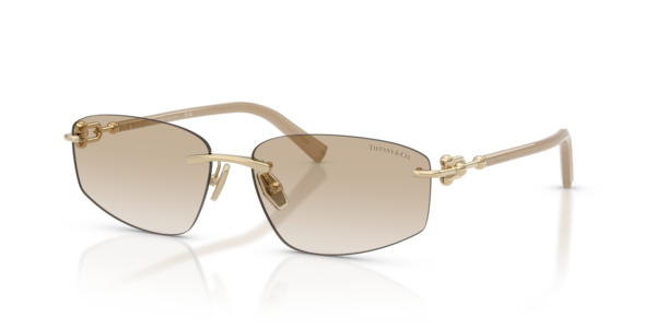 Óculos de sol Tiffany & Co. TF3114, formato irregular, armação em metal dourado, lente cinza