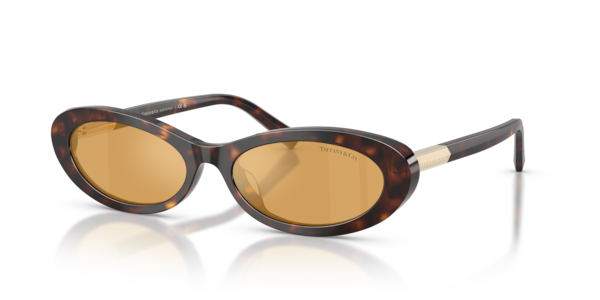 Óculos de sol Tiffany & Co. TF4250, formato oval, armação em acetato tartaruga, lente laranja