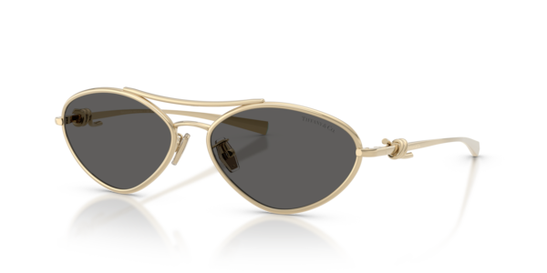 Óculos de sol Tiffany & Co. TF3117, formato irregular, armação em metal dourado, lente cinza