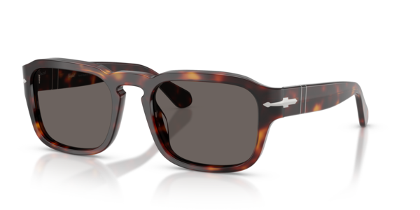 Óculos de sol Persol PO3386S, formato oval, armação em acetato havana, lente cinza escuro cristal