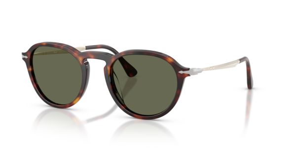 Óculos de sol Persol PO3383S, formato oval, armação em acetato/metal havana, lente verde polarizada
