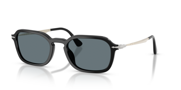 Óculos de sol Persol PO3381S, formato oval, armação em acetato/metal preto, lente cinza escuro polarizada