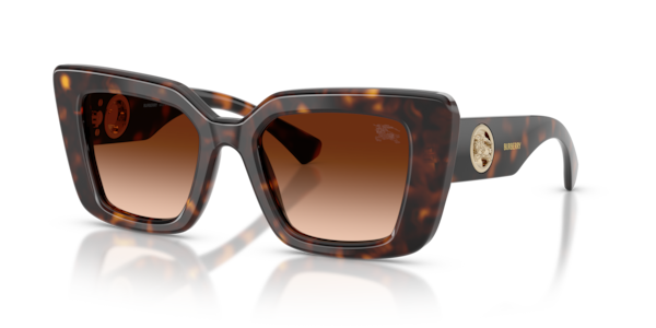 Óculos de sol Burberry BE4476, formato retangular, armação em acetato marrom, lente marrom