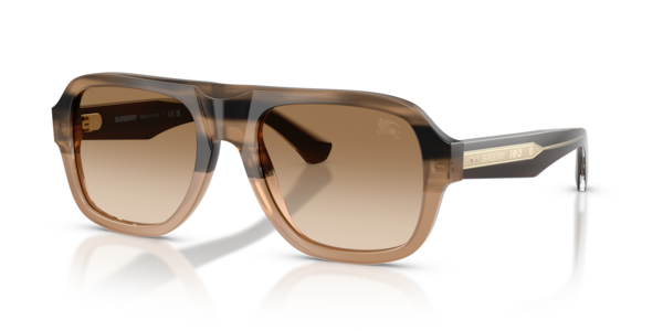 Óculos de sol Burberry BE4478, formato retangular, armação em acetato tartaruga bege, lente marrom