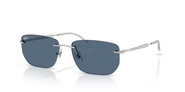 Óculos de sol Ray-Ban Rb3768, formato redondo, armação em metal prata, lente azul-escuro