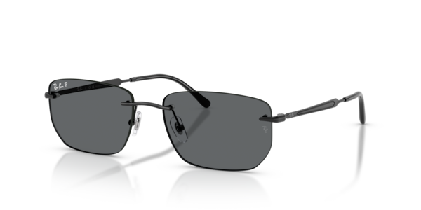 Óculos de sol Ray-Ban Rb3768, formato redondo, armação em metal preto, lente cinza-escuro polarizado