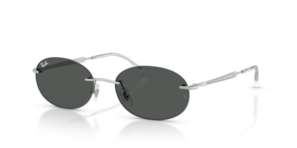 Óculos de sol Ray-Ban RB3767, formato redondo, armação em metal prata, lente cinza-escuro