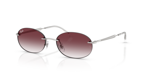 Óculos de sol Ray-Ban Rb3767, formato redondo, armação em metal prata, lente violeta-escuro degradê transparente