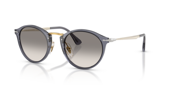 Óculos de sol Persol Calligrapher PO3166S, formato oval, armação em acetato/metal azul transparente, lente cinza cristal