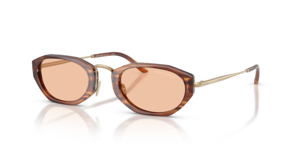 Óculos de sol Giorgio Armani AR8242, formato oval, armação em acetato marrom, lente marrom