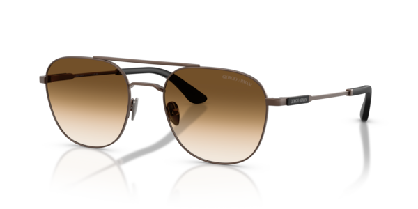 Óculos de sol Giorgio Armani AR6178, formato aviador, armação em metal cobre, lente marrom
