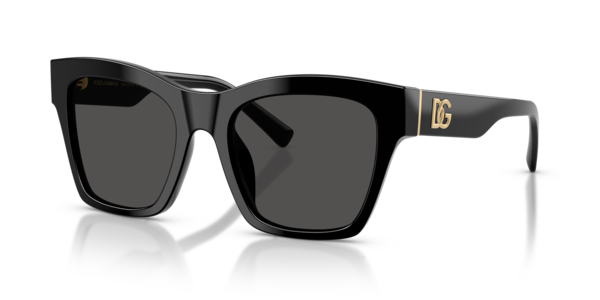 Óculos de sol Dolce & Gabbana DG Crossed DG4512, formato quadrado, armação em acetato preto, lente cinza sólida