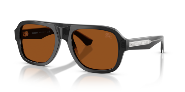 Óculos de sol Burberry BE4478, formato retangular, armação em acetato tartaruga cinza, lente marrom