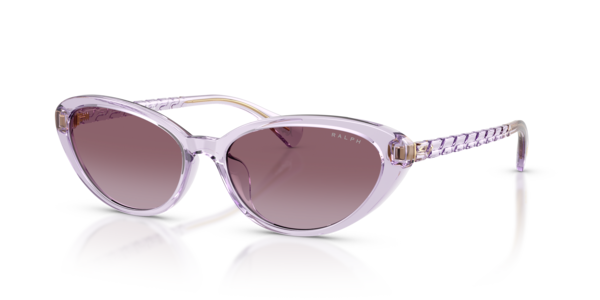 Óculos de sol Ralph RA5338U, formato cat-eye, armação em injetado violeta, lente violeta degradê