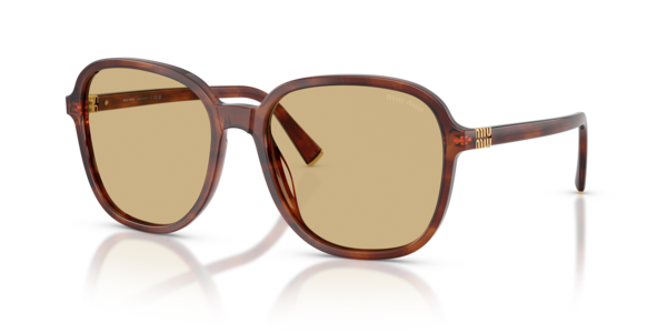 Óculos de sol Miu Miu Miu Regard MUB01S, formato irregular, armação em acetato havana marrom, lente camomila