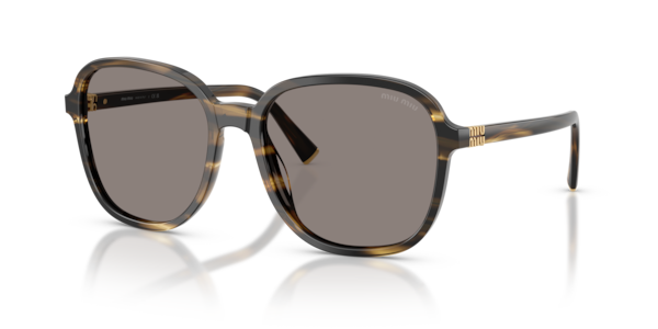Óculos de sol Miu Miu Miu Regard MUB01S, formato irregular, armação em acetato havana, lente cinza