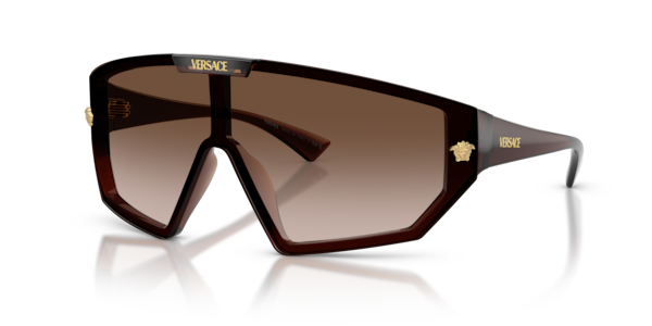 Óculos de sol Versace Medusa Horizon Maxi VE4461, formato máscara, armação em acetato, lente marrom degradê