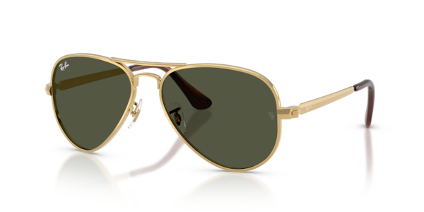Óculos de sol Ray-Ban Aviator Max RB3925, formato aviador, armação em metal dourado, lente verde