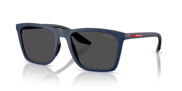 Óculos de sol Prada Linea Rossa PSB08S, formato quadrado, armação em nylon havana, lente cinza