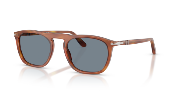 Óculos de sol Persol Gae PO3391S, formato oval, armação em acetato terracota, lente azul claro cristal