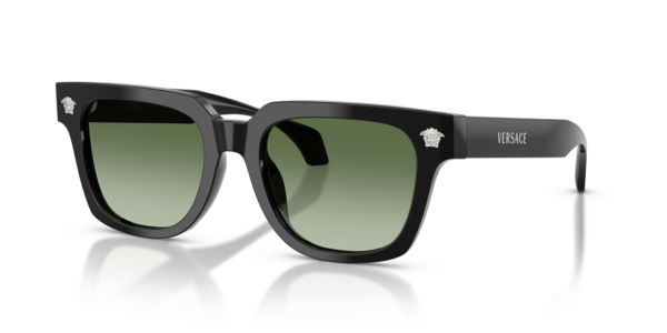 Óculos de sol Versace VE4510U, formato quadrado, armação em acetato preto, lente verde escura