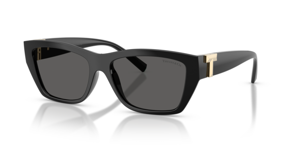Óculos de sol Tiffany & Co. TF4255U, formato retangular, armação em acetato preto, lente cinza