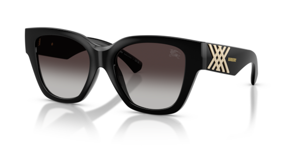 Óculos de sol Burberry BE4489U, formato redondo, armação em acetato preto, lente cinza