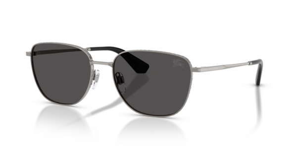 Óculos de sol Burberry BE3171, formato aviador, armação em metal preto cinza, lente cinza