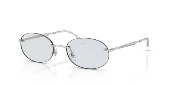 Óculos de sol Ray-Ban Rb3767 Transitions ® Color Touch ™ Lenses, formato redondo, armação em metal prata, lente safira