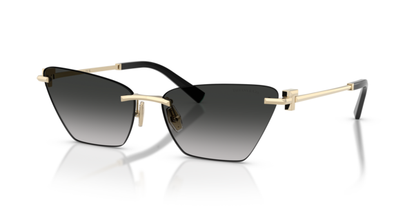 Óculos de sol Tiffany & Co. TF3120, formato cat-eye, armação em metal dourado, lente cinza