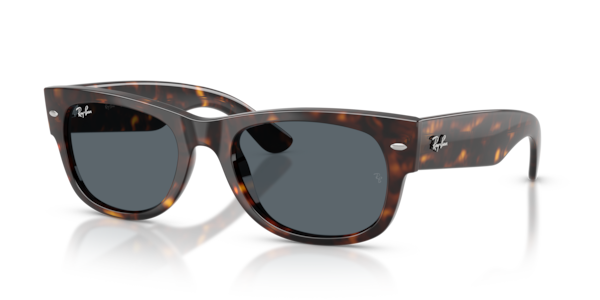 Óculos de sol Ray-Ban Mega Wayfarer Ii, formato quadrado, armação em propionato havana, lente azul