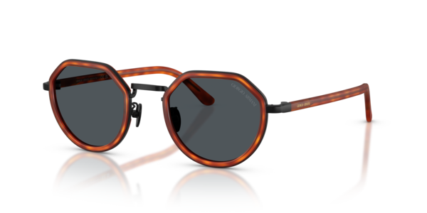 Óculos de sol Giorgio Armani AR6181, formato redondo, armação em acetato tartaruga, lente azul