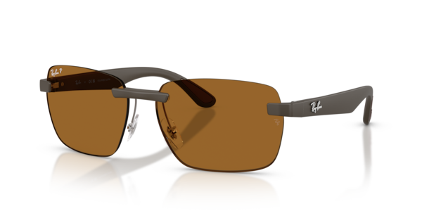 Óculos de sol Ray-Ban RB4470CH, formato quadrado, armação em nylon areia marrom fosco, lente bronze polarizada