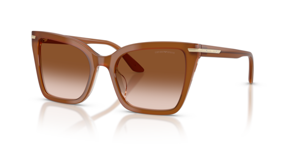 Óculos de sol Emporio Armani EA4273BU, formato cat-eye, armação em acetato havana, lente marrom degradê