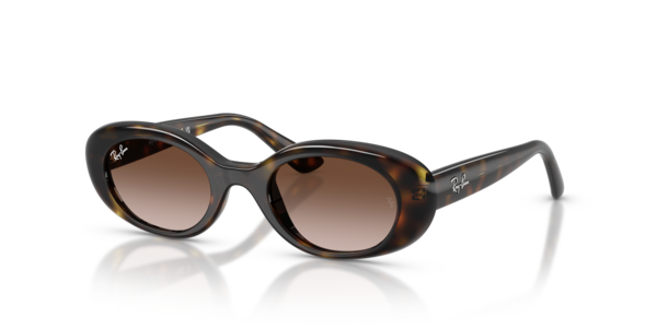 Óculos de sol Ray-Ban Junior RJ9141S, formato cat-eye, armação em nylon injetado havana polido, lente degradê marrom