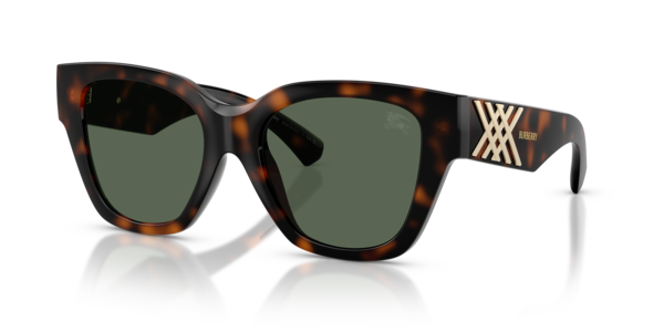 Óculos de sol Burberry BE4489U, formato redondo, armação em acetato marrom, lente verde