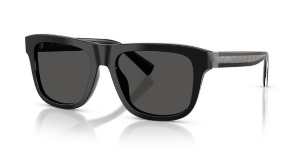 Óculos de sol Dolce & Gabbana Divo DG4545, formato oval, armação em acetato preto, lente cinza sólida