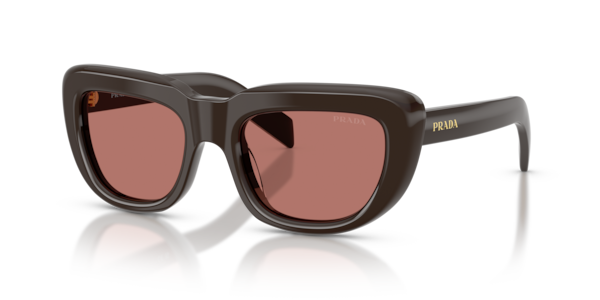 Óculos de sol Prada Shadowplay PRD07S, formato piloto, armação em acetato rosa, lente marrom acobreado